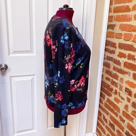 NWT Lord & Taylor Floral Printed 100% Cashmere Cardigan Sweater - Picture 3 of 5
